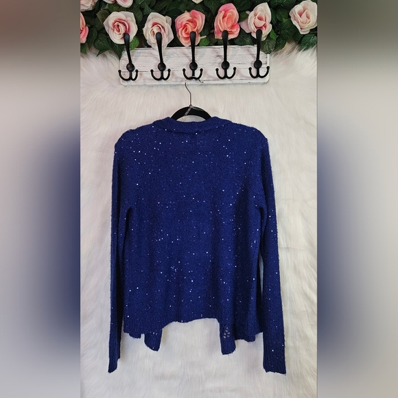 Anne Kline Classic Royal Festive Sequin Knit Cardigan - Picture 4 of 6